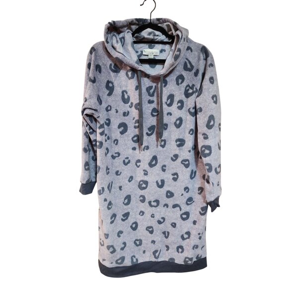 Koolaburra By UGG Womens S Leopard Print Hooded Sweatshirt Dress - Picture 1 of 3